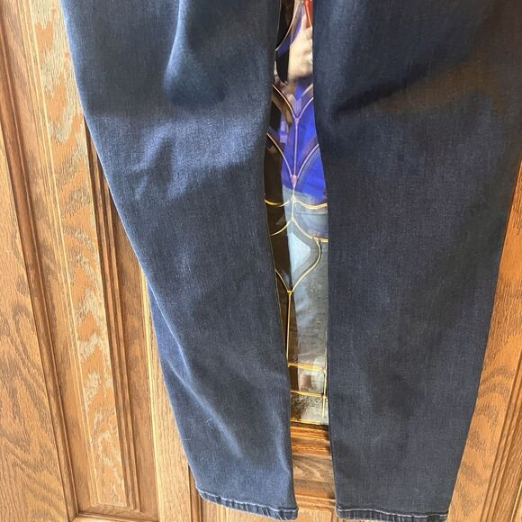 CAbi Jeans 3194 SKINNY Distressed Dark Wash Blue STRETCH Womens Size 14 Mid Rise - Picture 15 of 16